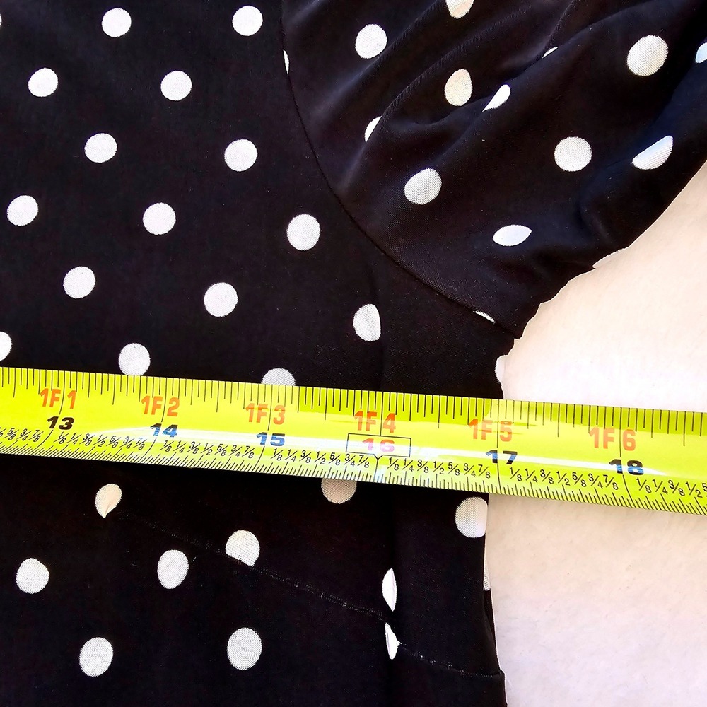 MSK Petite Black White Polka Dot Zipper Neck 3/4 Sleeve Dress SP - Picture 9 of 11